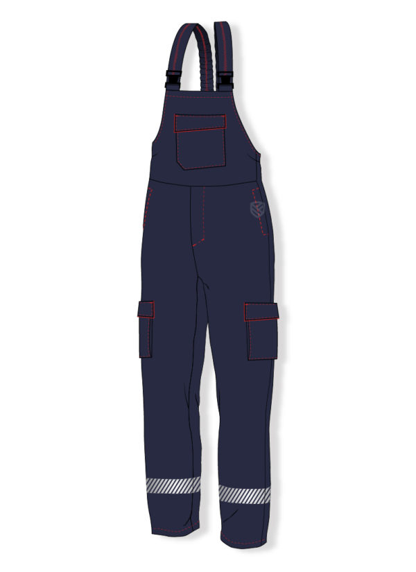 Multi-protective padded bib and brace trousers