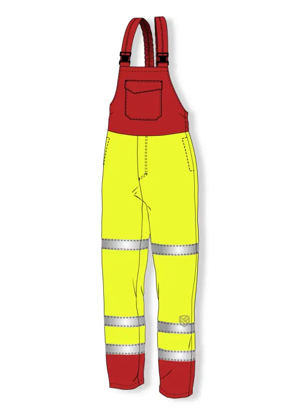Antielectrostatic bib and brace trousers