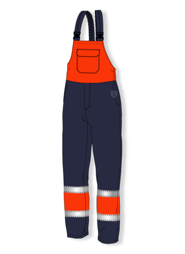 High-visibility bib and brace trousers