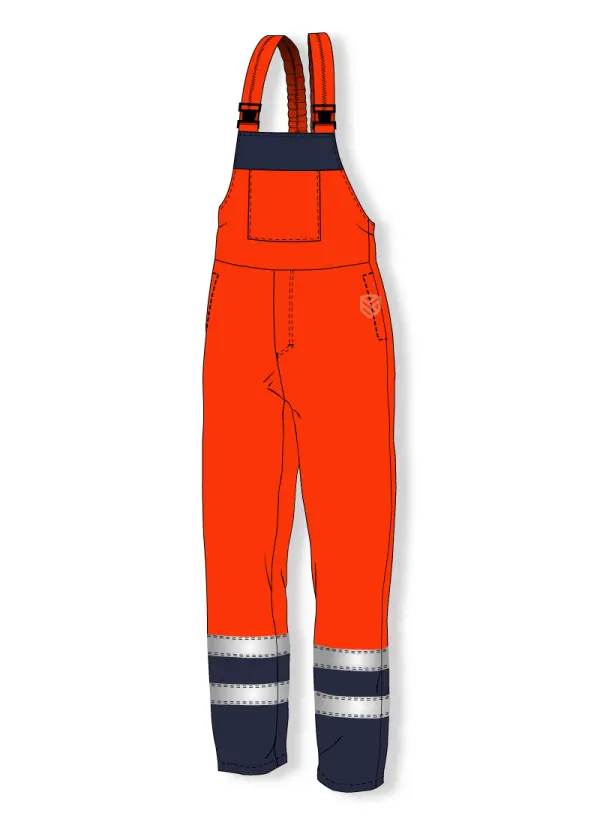Padded high visibility bib and brace trousers