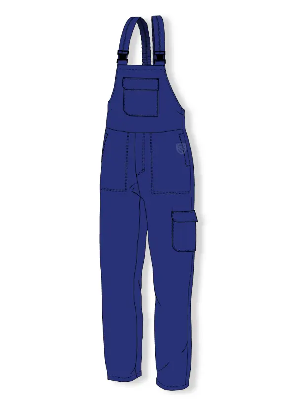 Padded flame retardant bib and brace trousers for welders