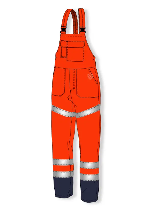 High visibility padded bib and brace trousers