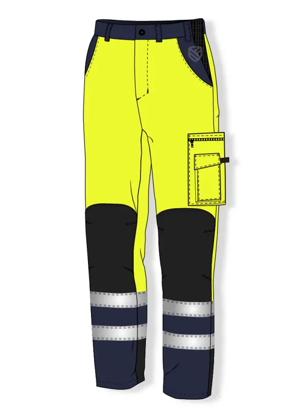 Warmed trousers for intensive visibility