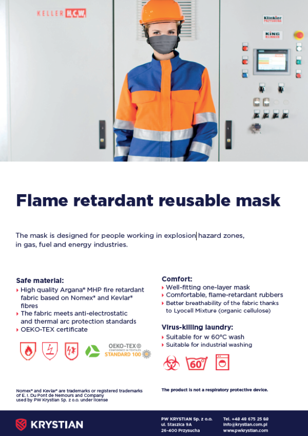 Flame retardant reusable mask Trends PW KRYSTIAN