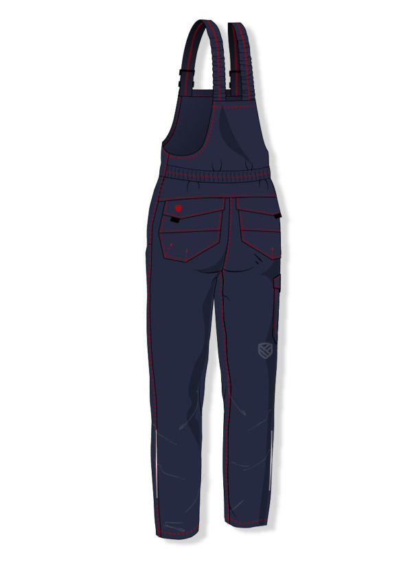 Women's bib and brace trousers protecting against electric arc